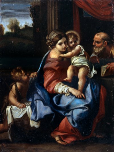 16世纪末或17世纪初，与施洗者约翰（John）在一起的圣家族。 作者 Annibale Carracci