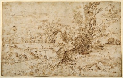 飞行归来（纸本钢笔和棕色墨水） 作者 Annibale Carracci
