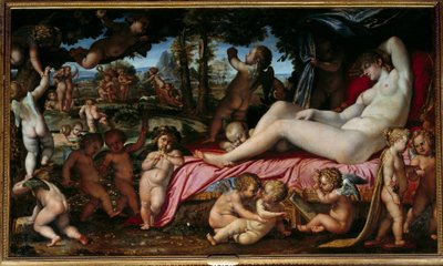 The Sleep of Venus Painting by Annibale Carracci or Annibal Carrache (1560-1609) 1602 Sun. 1,9x3,28 m Chantilly, Musee Conde 作者 Annibale Carracci