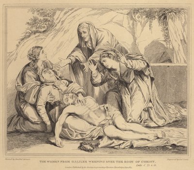 来自加利利的妇女在基督的身体上哭泣，路加 作者 Annibale Carracci