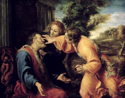 年轻的托比亚斯治愈他的盲父，c.1600 作者 Annibale Carracci