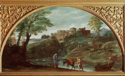 飞往埃及的航班。 Annibale Carracci dit Carrache (1560-1609) 的绘画。 昏暗：122x230 厘米。 Galleria Doria Pamphilj，罗马，意大利。 作者 Annibale Carracci