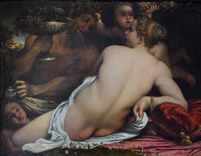 维纳斯、两个 Satyrs 和丘比特 作者 Annibale Carracci