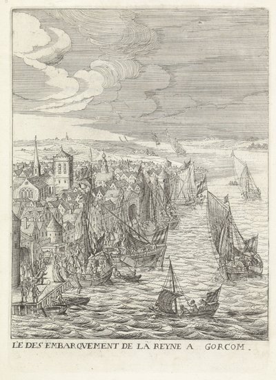 戈林切姆的玛丽亚-德-美第奇纪念馆
Le des embarquement de la reyne a Gorcom（关于物品的标题）
历史上的 "王室在巴斯联合省的进入"（丛书名） 作者 Wenceslaus Hollar（拒绝归属）