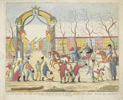奥兰治亲王抵达海牙，1813 年 威廉殿下于 1813 年 11 月 30 日抵达荷兰 (S: Hage)（物品上的标题） 作者 无名氏