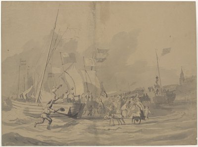 威廉-弗雷德里克亲王抵达席凡宁根海滩，1813 年 11 月 30 日 作者 无名氏