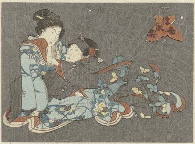 女装男演员摸索坐着的女子
雷克和土蜘蛛（系列名称） 作者 无名氏