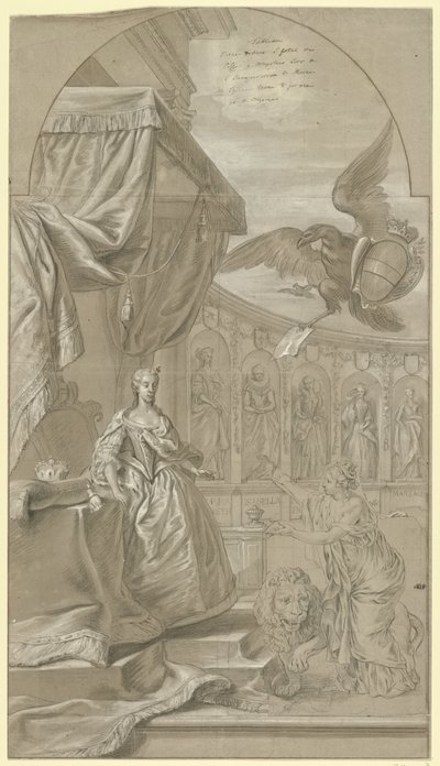 奥地利女大公玛丽亚-安娜就任家庭女教师的寓意，1744 年 作者 无名氏