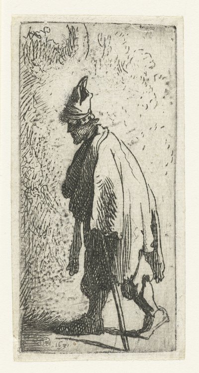 持棍乞丐 作者 伦勃朗·范·莱恩 (Rembrandt van Rijn)