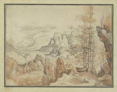山谷中的树木和面孔 作者 Roelant Savery（归因于）