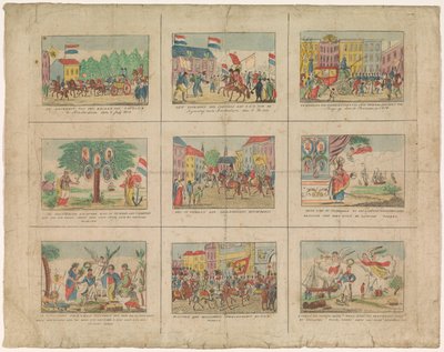描绘 1813-1814 年历史事件的 9 张纸片（标题在实物上） 作者 无名氏