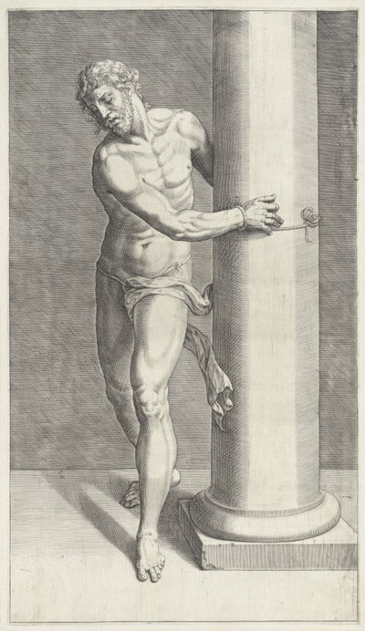 基督在鞭刑柱前
基督受刑（系列标题） 作者 威廉·丹尼尔斯（Willem Danielsz）。范·特特罗德