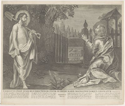 基督以园丁的身份出现在抹大拉的玛丽亚面前（Noli me tangere）
Christus post suam resurrectionem statim se obfert Mariae Magdalenae eamque consolatur（物品上的标题）
皇家圣经（系列名称） 作者 雅各布·尼夫斯