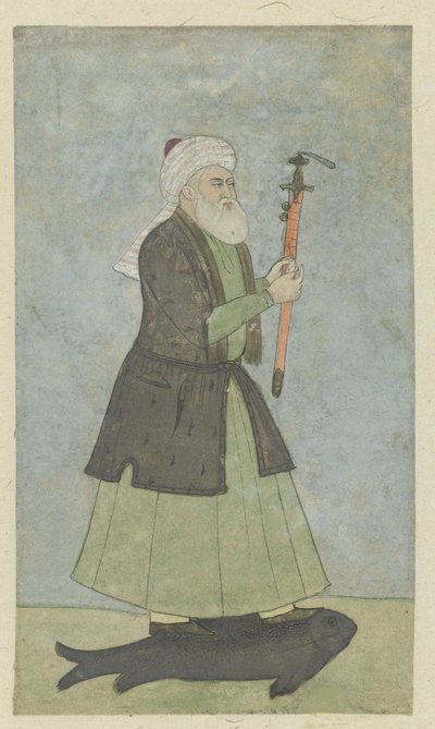 圣人 Khwaja Khadir 手持宝剑。 作者 无名氏