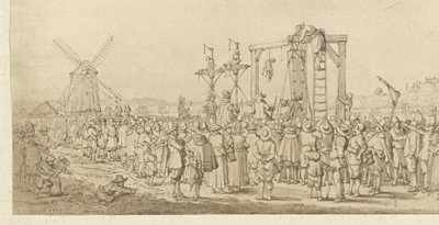 莱登贝格的棺材被挂上绞刑架，1619 年 作者 以赛亚斯·范德韦尔德