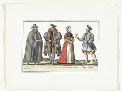 三男一女的德国时尚装扮，约 1580 年
德国服装（物品上有标题） 作者 无名氏