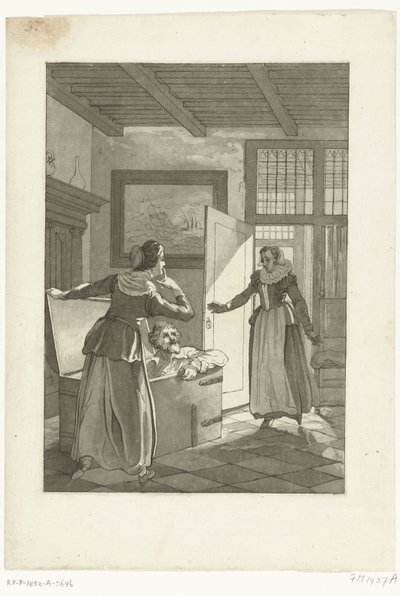 Elsje van Houweningen 抓住雨果-德-格鲁特的书箱，1621 年 作者 无名氏