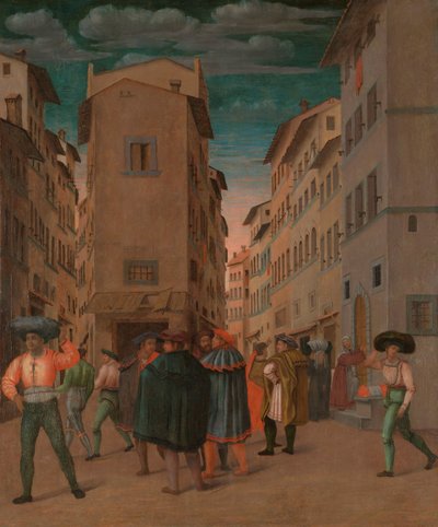 佛罗伦萨十二人物街景（七大慈悲之一的《庇护行人》） 作者 Bacchiacca（拒绝归属）