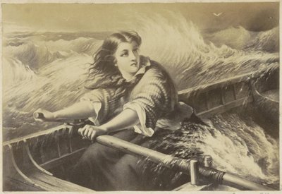 一幅描绘暴风雨中划船妇女的印刷品（可能是）的照片再制作 作者 无名氏