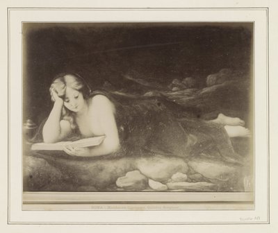 以安东尼奥-达-科雷焦（Antonio da Correggio）为原型的画作的照片复制，描绘了抹大拉的马利亚的忏悔场景
罗马 - 玛德莱娜-科雷焦，博尔盖塞美术馆（题名见实物） 作者 Anonymous