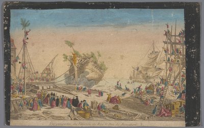 1751 年 10 月 20 日勃艮第公爵号启航时的罗什福尔港口景色
Vue perspective du vaisseau du roy le Duc de Bourgogne（标题见实物） 作者 无名氏
