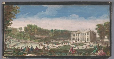 马尔利城堡花园底层的小景观 Vue du Chateau de Marli du coté du petit paterre（物体上的标题） 作者 雅克·里戈（可能）