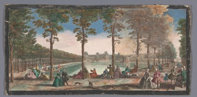 Gezicht op de vijver van de tuin van het Palais de Fontainebleau
枫丹白露湖景和远处的枫丹宫苑（标题见实物） 作者 雅克·里戈（可能）