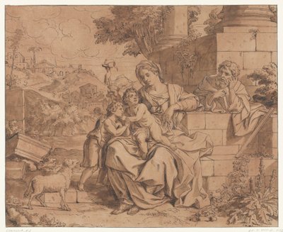 废墟附近的圣家族 作者 Pietro da Cortona