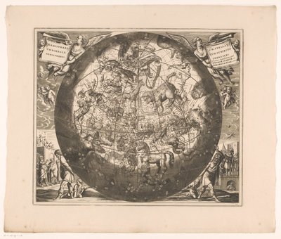 带有北方星座的天空图 Haemisphaerium stellatum booleale cum subiecto haemisphaerio terrestri（物体上的标题） 作者 彼得申克（一）