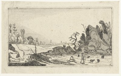 牧羊人与岩石旁的羊群
Esaias van de Velde 风景画（系列名称） 作者 以赛亚斯·范德韦尔德