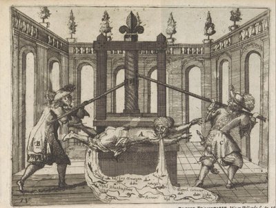 法国印刷机中的荷兰，1672-1673 年
France Druck-Pers, Gestelt in Hollant 1672 and 1673 / Presse Francoisse Mis en Hollande l