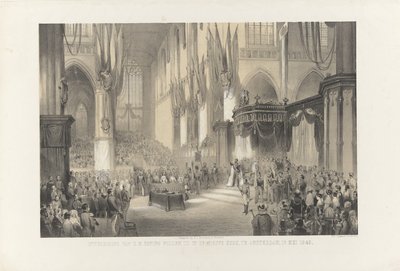 威廉三世国王陛下在阿姆斯特丹新教堂的就职典礼，1849 年 5 月 13 日（物品上有标题） 作者 无名氏