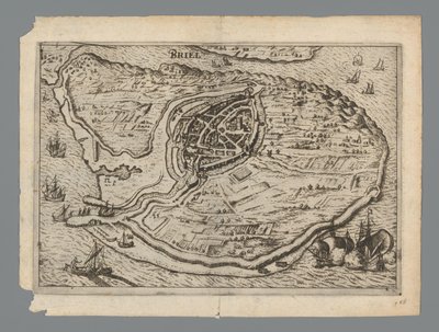 沃恩岛地图和布里尔地图，1572 年
布里尔（物品上的标题） 作者 无名氏