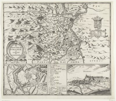 奥伦治公国地图，1639 年
奥兰治公国和维纳辛公国（标题在实物上） 作者 无名氏