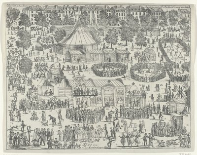 海牙广场上的集市，1845 年
欧托比亚博览会（物品上的标题） 作者 无名氏