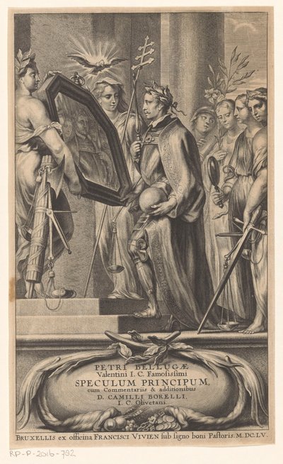 国王是正义与信仰的镜子
扉页：Petrus Belluga 和 Camillo Borello，Speculum principum，1655 年 作者 无名氏