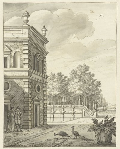带池塘和两只孔雀的乡村别墅 作者 Isaac de Moucheron（拒绝归属）