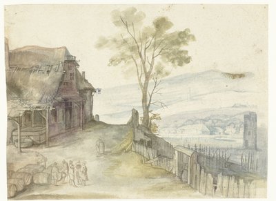 有客栈和栅栏的风景 作者 Jan Brueghel (I)（拒绝归属）
