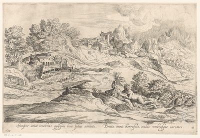 风景与恩爱夫妻
Semper amat tenebras quisquis bene fidus amanti, / Bruta immò horrescit, oculis umbrasque carentes（物上标题）
多梅尼科-坎帕尼奥拉山水画（系列名称） 作者 Anonymous