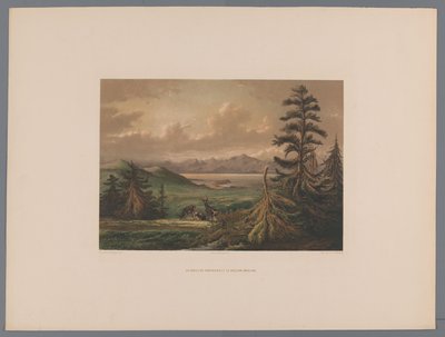 Landschap met op de achtergrond de baai van Shimabara en de vulkaan Unzen
岛原湾和云顶火山（标题见实物）
从大自然中眺望日本（附李殷登伯爵撰写的文字）（文物上的系列名称 作者 荷兰皇家 Steendrukkerij van CW Mieling