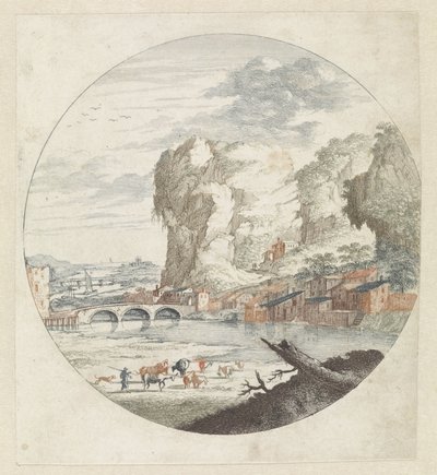 有河流和岩石的风景 作者 无名氏