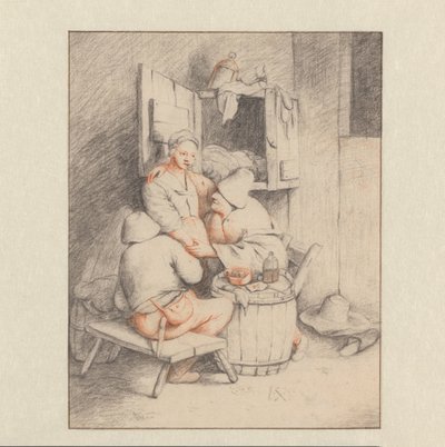 男人抚摸年轻女房东 作者 Cornelis Pietersz。贝加