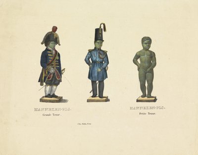1817 年，身着不同服装的 Manneken Pis
Manneken-Pis.Grande Tenue.Manneken-Pis.Petite Tenue（作品名称） 作者 菲埃塔兄弟