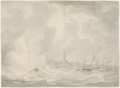 Jan van Speijk 的船爆炸，1831 年 作者 马蒂努斯·舒曼（可能）