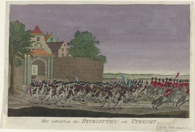 爱国者离开乌得勒支，1787 年
爱国者离开乌得勒支（标题见实物） 作者 乔治·巴尔塔萨·普罗布斯特（Georg Balthasar Probst）