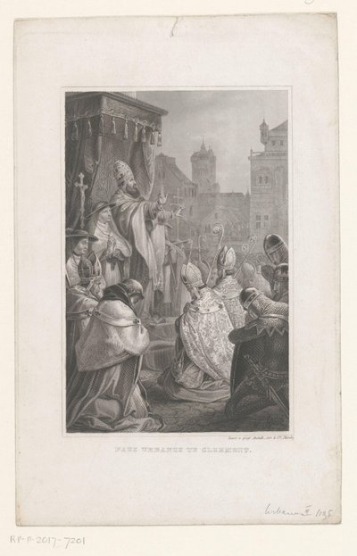 教皇乌尔班二世在克莱蒙费朗，1095 年
教皇乌尔班在克莱蒙（物品上的标题） 作者 塞尔兹。和切。艺术和地理。机构