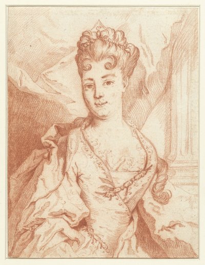 一位杰出女士的肖像，臀部作品，几乎全部从正面拍摄 作者 Nicolas de Largillière（可能之后复制）
