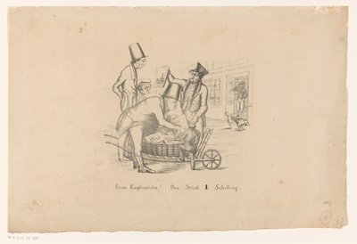 卖版画的人用手推车卖版画
Feine Kupferstiche！Das Stück 1 Schilling（标题见实物） 作者 无名氏