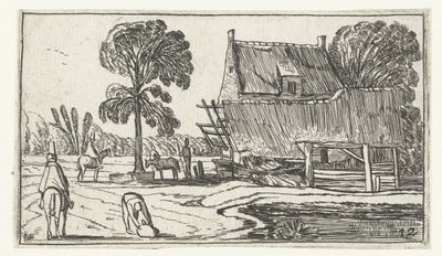 骑手在经过农场的路上 埃萨亚斯·范·德·维尔德 (Esaias van de Velde) 的风景画（系列标题） 作者 以赛亚斯·范德韦尔德