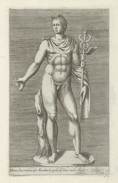墨丘利雕像
Mercurij statua marmorea, apud Alexandrum de grand (...) （物品上的标题）
罗马的古代雕塑（系列名称）
Antiquarum statuarum urbis Romae quae in publicis locis visuntur icones（系列标题） 作者 无名氏